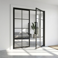 Porte en verre à isolation thermique intérieure en acier sur mesure pour villas modernes, ouverture à gauche, forgée