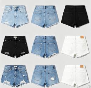 Shorts in denim vintage strappati con frange da donna, casual, stile coreano, taglie forti, estivi, oversize, per ragazza, all'ingrosso - Product Image 6
