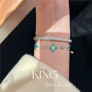 Juego de Joyería King Silver, Plata de Ley S925, Pulsera, Collar y Aretes con Diseño de Flor para Mujer, Uso Diario - Product Image 4