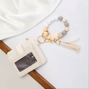 Hot Selling Zipper Bag European American Style Multi-Layer Cork Bead Wrist Wallet Keychain Bracelet <b>Coin</b> <b>Case</b> - Product Image 4