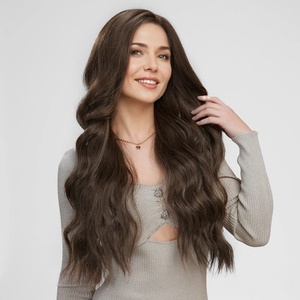 Parrucca sintetica lunga ondulata MONO pizzo anteriore marrone monofilamento in pizzo <span class=keywords><strong>parrucche</strong></span> da donna resistenti al calore per <span class=keywords><strong>capelli</strong></span> fatti a mano in fibra di futuro - Product Image 3