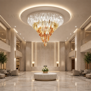 Lampadario in Cristallo Rotondo Personalizzato, Luce a Soffitto <span class=keywords><strong>LED</strong></span>, Illuminazione a Sospensione per Hotel, Hall, Progetti di Ospitalità - Product Image 4