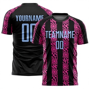 เสื้อฟุตบอลชายแบบสั่งทำพิเศษ ลายดอกไม้สีดำชมพู ระบายอากาศได้ดี แขนสั้น คอกลม ชุดทีม - Product Image 2