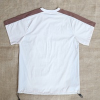 T-shirt pour homme à manches courtes, col rond, à séchage rapide, en nylon, avec logo personnalisé, color block, avec deux cordonnettes latérales, pour l'été en plein air