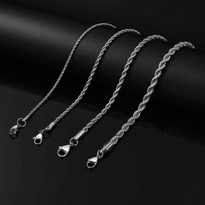 Collier en acier inoxydable torsadé plaqué or 18 carats pour hommes, chaînes de 3 mm, 4 mm, 6 mm, vente en gros de bijoux - Product Image 5
