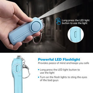 SOS <span class=keywords><strong>panique</strong></span> LED lampe de poche sécurité porte-clés Protection 130Db son sûr Anti <span class=keywords><strong>attaque</strong></span> sécurité torche d'alarme personnelle - Product Image 2