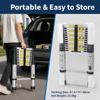 Échelle télescopique en aluminium 12,5 pieds (3,8 m) EN131, portable, pliable, multi-usage, robuste, capacité 150 kg