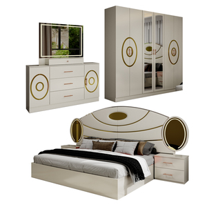 Set Completo di Mobili per Camera da Letto di Lusso Turco, Letto Matrimoniale King Size con Struttura in Legno <span class=keywords><strong>Salvaspazio</strong></span> e Spazio di Archiviazione - Product Image 1