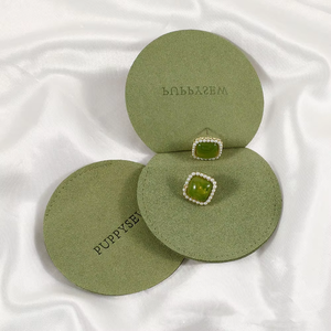 Pochette à bijoux en microfibre de luxe avec logo personnalisé, légère, ronde, 8*8 cm, emballage cadeau pour bagues, boucles d'oreilles, colliers - Product Image 6