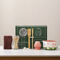 Ensemble de 8 bols à matcha en céramique émaillée traditionnelle faits à la main avec bec verseur, style chinois, personnalisables avec logo