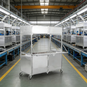 รถเข็นสแตนเลสสี่ล้อพับได้แบบพกพาสำหรับขายไอศกรีม ขนม ฮอทดอก กาแฟ และขนมขบเคี้ยวเคลื่อนที่ - Product Image 5