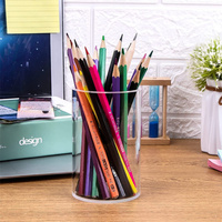Porte-stylos rond transparent en acrylique personnalisé pour bureau, rangement de pinceaux cosmétiques et de crayons, organiseur de papeterie pour bureau