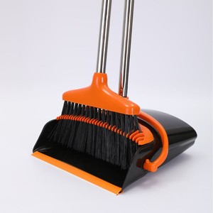 U-HOOME Broom and Dustpan Set - Stand Up Brush and Dust Pan Combo for Upright Cleaning - Remove Hair with Built-in Wisp Scraper - Kitchen, Outdoor, Hardwood Floor & Garage Tiles Clean