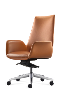 Silla Ejecutiva Curva de Madera Contrachapada con Respaldo Medio, Cuero PU Genuino de Vaca, <span class=keywords><strong>DONATI</strong></span>, 4 Bloqueos de Inclinación, Muebles de Oficina - Product Image 3