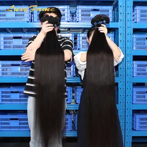 Bundle di capelli umani Remy indiani grezzi da 50 pollici all'ingrosso, estensioni dei capelli a doppia estrazione 12a, capelli vergini allineati con cuticole vergini umane
