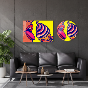 Panel de Lienzo Impreso Estilo Art Déco, Pop Art, Mujer Lamiendo Helado, Estilo Vitral - Product Image 3