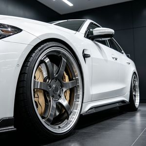 Jantes en alliage forgé classiques à 5 branches, finition Gunmetal usinée, lèvre polie, pour tuning de voitures JDM et drift - Product Image 1