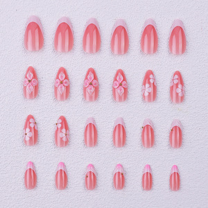 Faux ongles à presser en époxy français, motif fleur à quatre pétales, style haut de gamme, amovibles, prêts à poser, pour manucure DIY, usage quotidien et fêtes - Product Image 4