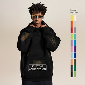 OEM Hoodie Fabrikant Op Maat Gemaakte Katoenmixen <span class=keywords><strong>350</strong></span> Gsm Fleece Voering Zuur Gewassen Verweerde Hoodies Retro Hoodies - Product Image 1