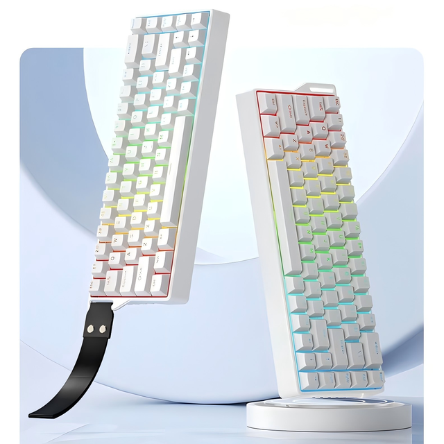 K68 Tri-Mode 2.4Ghz Wireless Mechanical Keyboard RGB Lighting USB-C Hot-Swap Anti-Ghosting Programmable Adjustable Tilt Gaming