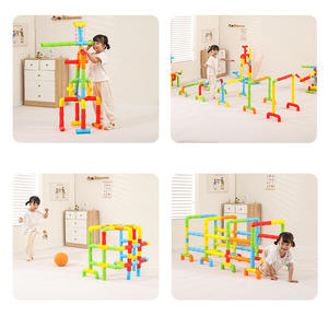 Set di Tubi d'Acqua in Plastica da 132 Pezzi con Blocchi da Costruzione per Bambini da 5 a 7 Anni, <span class=keywords><strong>Puzzle</strong></span> di Tubi a Particelle Grandi - Product Image 4