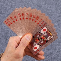 Cartes à Jouer Premium Or Rose - Jeu de Poker en Plastique Imperméable avec Motif Doré pour l'Export
