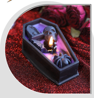 Vela decorativa de ataúd DIY de Halloween-Vela perfumada en forma de vampiro con calavera y lápida perfecta para Halloween