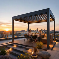 Kit de pergola bioclimatique motorisée sur mesure, toit à lamelles en aluminium imperméable, protection solaire pour jardin extérieur