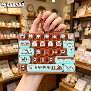 Porte-clés clavier fidget à 26 touches, jouet anti-stress à bulles à presser, motif dessin animé mignon, pendentif de sac, cadeau pour enfants - Product Image 2