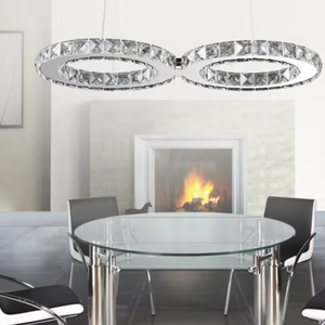 Zeal Lighting Modern LED Crystal Chandelier 6 Ring Black Pendant Light 6 Anillos Lámpara Glass Shell Lighting - Product Image 4