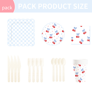 DAMAI Fournitures de fête d'anniversaire cerise, ensemble de vaisselle jetable sur le thème des fruits pour baby shower, assiettes et serviettes en papier pour fête cerise - Product Image 6