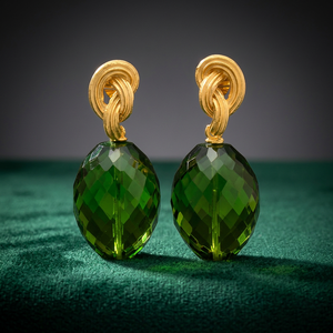 Pendientes de latón hechos a mano con piedras preciosas, chapados en oro de 18 quilates, estilo étnico unisex. - Product Image 3