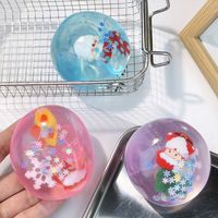 Balle compressible en gel de vaseline moulable à l'huile de coco, faite à la main, en gros, pour Noël, avec paillettes, flocon de neige, Père Noël, en relief, en vrac
