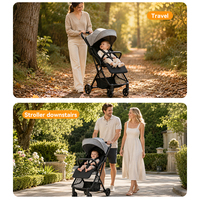Poussette convertible 2 en 1 pour nouveau-né - Poussette de luxe portable avec poignée réversible pour les voyages avec bébé
