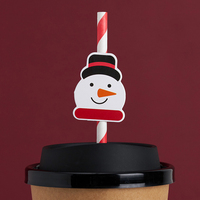 Pailles en papier de Noël en gros, écologiques, pour cafés, fournitures mignonnes pour les fêtes, pour jus et boissons, pipettes jetables