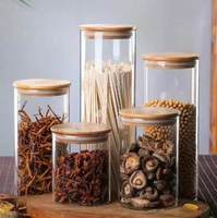 Pot de conservation en verre Garnet Walnut Cultivation avec couvercle en bambou, grande capacité, design moderne, pour la conservation de la fraîcheur des aliments