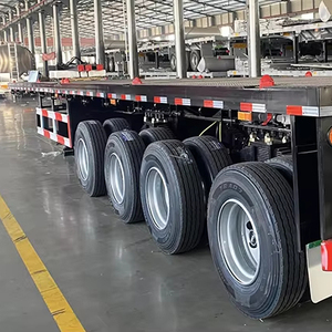 Semi-remorque surbaissée en acier de 40 pieds et 50 tonnes, 3 essieux, haute qualité, pour conteneurs de marchandises, roues 12R22.5, benne basculante basse, personnalisée - Product Image 1