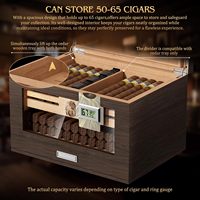 Humidor à cigares en bois de cèdre, 2 hygromètres numériques, 2 humidificateurs, plateau en cèdre, séparateur, dessus en verre acrylique, finition laquée, coffret cadeau