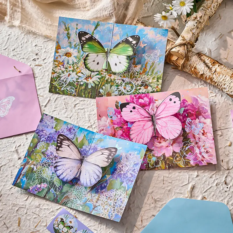 Festive Wishes Three-dimensional Pop-up Butterfly Delicate Card Paper Butterfly Decoration Card Make Butterfly Decoration