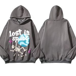 Sweat à capuche uni surdimensionné unisexe du fabricant personnalisé 100% coton lourd brodé pour pull en polaire à imprimé bouffant - Product Image 1