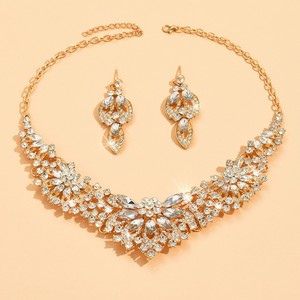 Conjunto de Collar y Pendientes de Cristal con Diseño Exagerado para Novia, Cadena de Aleación, Estilo Europeo y Americano, para Mujer - Product Image 2