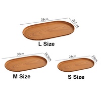 Lot de 3 plateaux décoratifs ovales en plastique imitation bois pour aliments, bijoux, usage domestique, hôtelier et organisateur de bureau