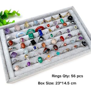 Bagues en pierres précieuses naturelles brutes ajustables en gros, bijoux de guérison Reiki, assortiment de bagues avec présentoir en velours - Product Image 4