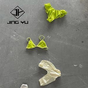 Bikini Micro con Volantes de Color Sólido de Alta Calidad, Ropa de Playa Hawaiana OEM, Bikini de Nailon Reciclado Personalizado - Product Image 4