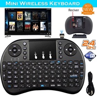 I8 Keyboard nirkabel Mini Fly Air Mouse Touchpad untuk Android TV pintar kotak PC RGB Backlight Li barery
