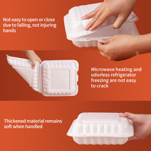 Recipientes biodegradables de comida de plástico para llevar de Hamburgo con tapas - Product Image 3