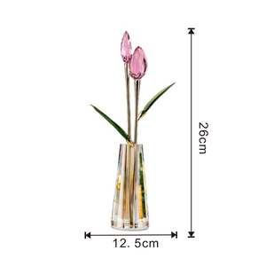 Nueva Decoración de Mesa de Flores de <span class=keywords><strong>Cristal</strong></span> de Alta Gama, Tulipán Rosa con Botella, Regalo de San Valentín, Recuerdo de Boda WDY0430 - Product Image 3