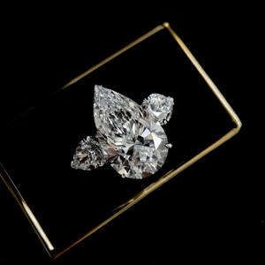 Ba đá 18K phòng thí nghiệm phát triển kim cương Nhẫn lê hình kim cương nhẫn cưới thích hợp cho đề xuất - Product Image 2