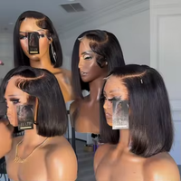 Perruque Bob Lace Frontal 13X4 pré-épilée, coupe droite, 100% cheveux humains naturels, cheveux brésiliens bruts, pour femme
