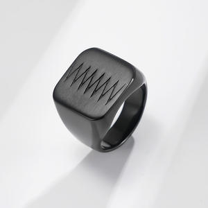 Men's Titanium Steel <b>Ring</b> Geometric Matte Finish Black Steel Daily Wear Jewelry K-R614 - Product Image 3